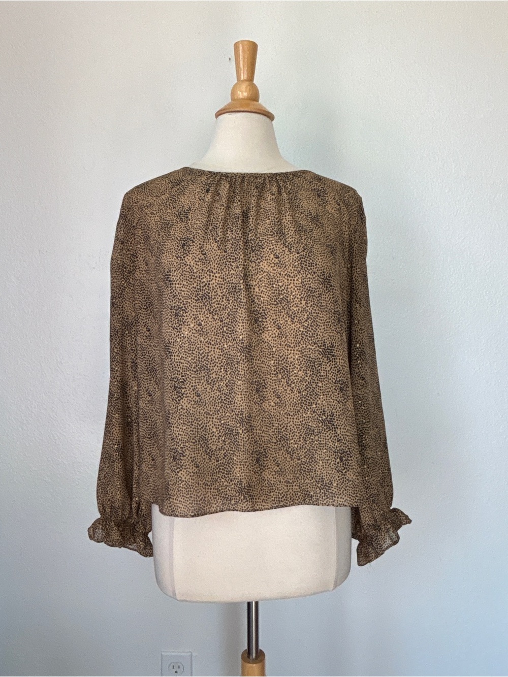 Animal Print Metallic Long Sleeve Blouse